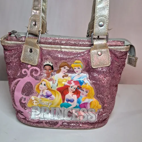 Disney Parks - Bolsa Disney Princesas com Glitter e Alça Dourada Importado