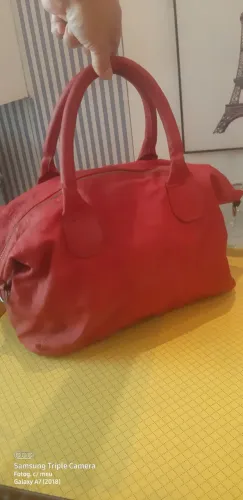 bolsa couro vermelha