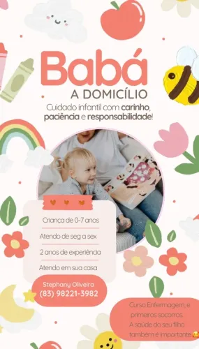 Babá Responsável e Cuidadosa - Disponível em João Pessoa