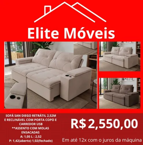 2,550,00 Com a entrega sofa Retrátil e reclinável novo com garantia de fabrica. 