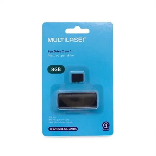 Cartão Micro Sd +Leitor De Cartão 8gb Multilaser Mc161