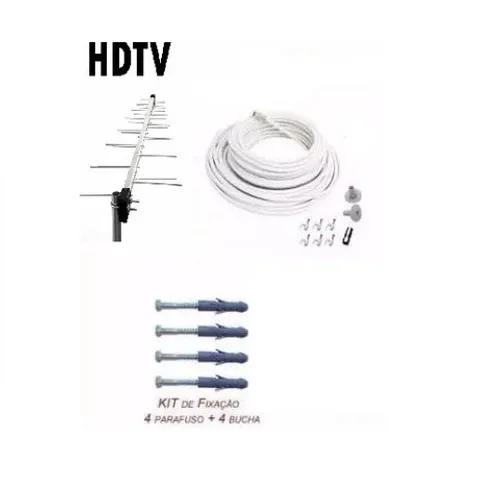 Kit TV Digital HDTV (TV Aberta) Completo (Antena+Cabo)