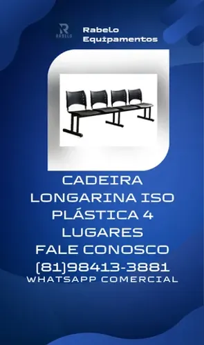 Cadeira longarina iso plástica 4 lugares em até 5x sem juros no cartão
