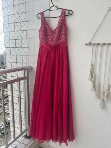 Vestido de Festa Pink com Pedrarias
