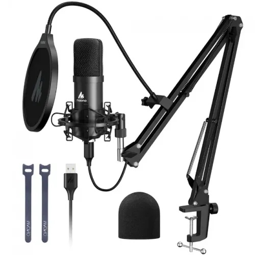 Microfone Profissional USB Maono AU-A04 com Suporte Braço Articulado - WZetta