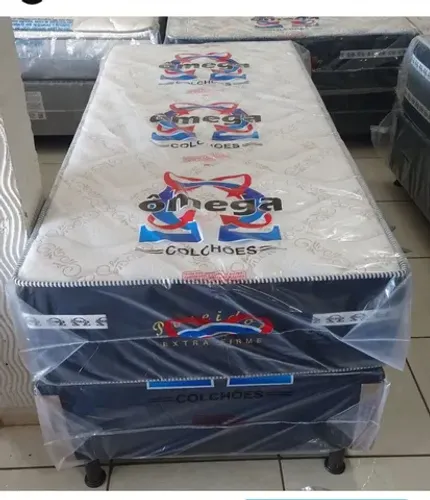 CAMA E COLCHÃO MOLAS ENSACADAS SOLTEIRO 