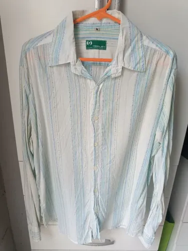 Camisa listrada branca e azul REDLEY 