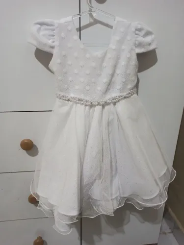 Vestido Infantil poá Branco