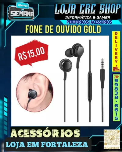 Fone de Ouvido Gold - Com Microfone 