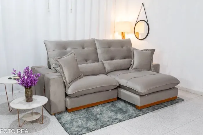 Sofá Retrátil Reclinável Toronto 2.50m Veludo Avelã- Molas Ensacadas rf98