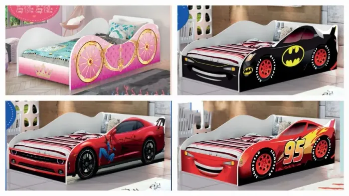 Cama Princesas Carros infantil Novo Caminha juvenil