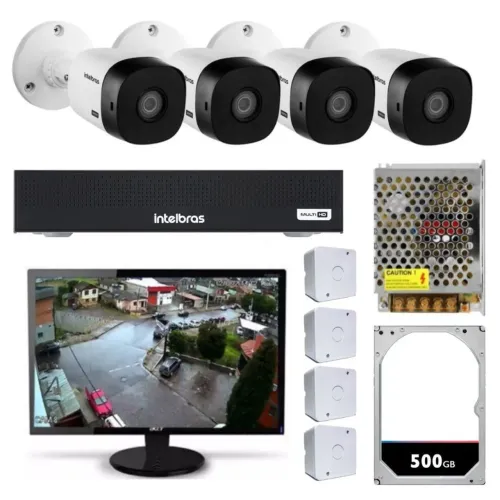 Kit 4 cameras intelbras 