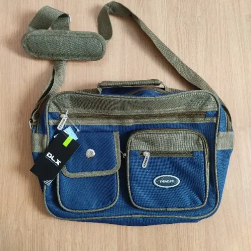 Pasta bolsa carteiro transversal azul 8691 Denlex