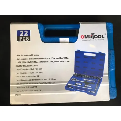 Kit Ferramentas Soquetes 22 Peças Titanium  1/2 Pol 10 A 32mm Cromo Vanadium