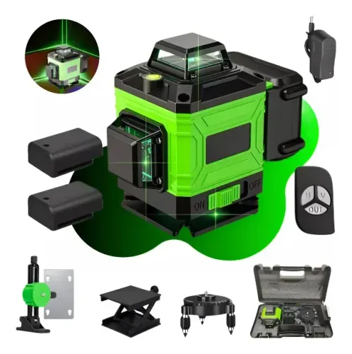 Nível Laser 12 Linhas Verde 30m Recarregável C/ Controle Profissional Suporte Prumo