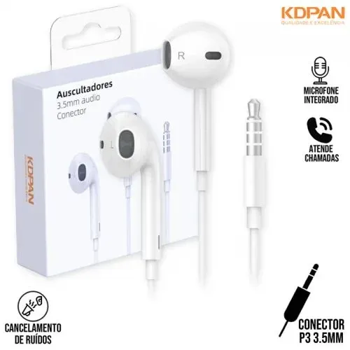 Fone Com Fio P2 FC-1301 Kdpan - Branco