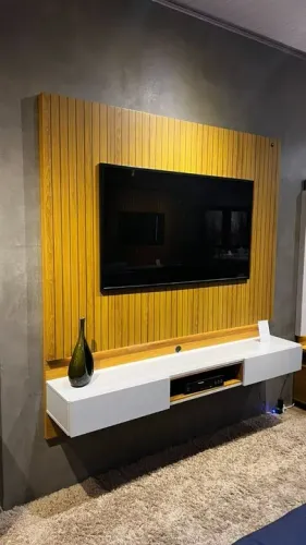 Home Suspenso Paris Com Detalhes Ripado Em 3d Para Tv De Até 70 Polegadas Frejió/OffWhite