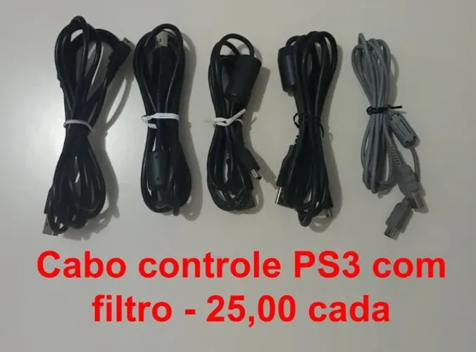 Cabos para controle PS3 e Cabo AV PS3