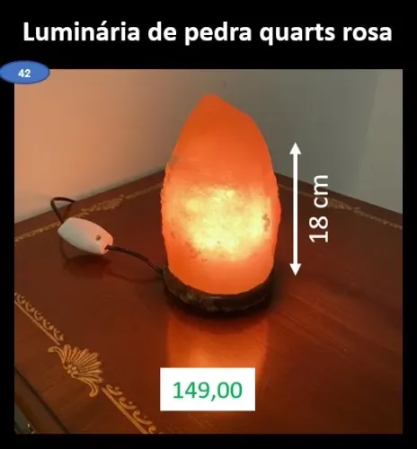 Luminária de pedra quarts rosa