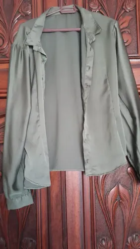 Camisa seda pura social verde