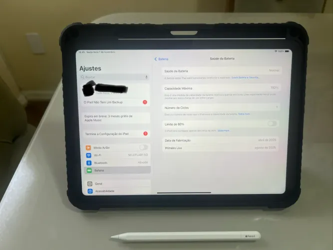 Ipad 11 (A16) 128GB prata + Apple Pencil USB-C+ Case(capa) Nillkin