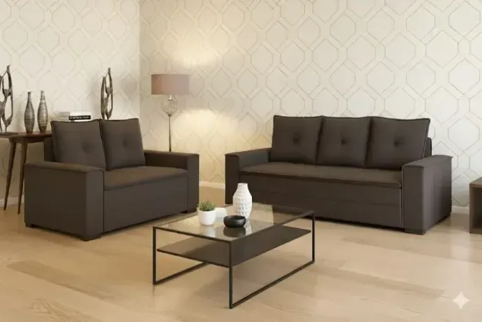 Super Oferta Sofá 2 e 3 lugares Barcelona Marrom (FRETE GRÁTIS)