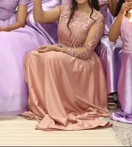Vestido de festa longo rose
