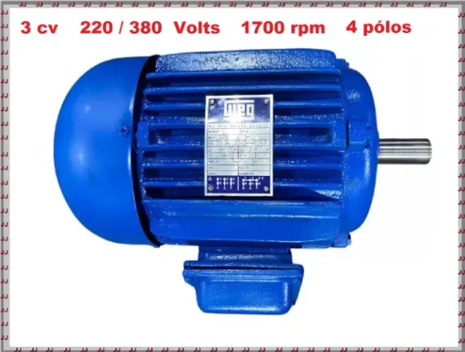 Motor elétrico 220 - 380 volts - 3 cv 4 pólos 1700 rpm Weg 