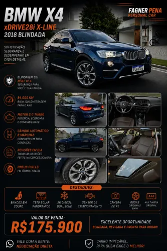 BMW X4 Xdrive 28I X-line 2.0 Turbo 245cv AUT 2018