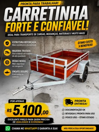 CARRETINHA REBOQUE FAZENDINHA PARA CARGA