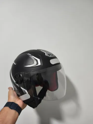 Capacete Aberto Fly Jet Vortex Preto Fosco - Tamanho 62 (Muito Novo)