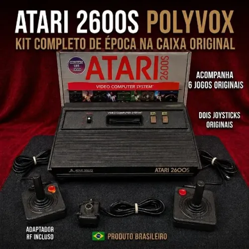 Atari 2600S Polyvox Original com Caixa + 6 Jogos Originais - Raridade para Colecionadores!