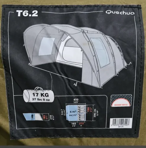 BARRACA DE CAMPING QUECHUA T6.2 | 6 PESSOAS | MODELO FAMILIAR