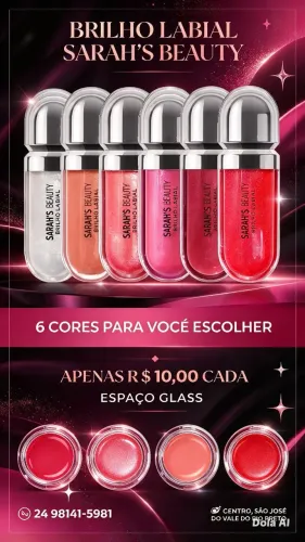 BRILHO LABIAL SARAH'S BEAUTY <br> <br>? 6 CORES LINDAS PARA ESCOLHER! ?