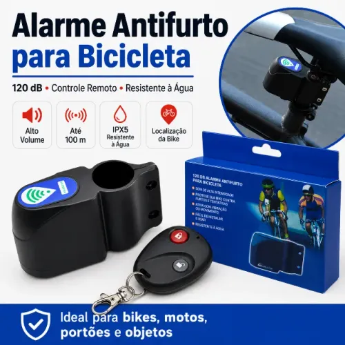 Alarme Antifurto para Bicicleta com Controle Remoto 110dB