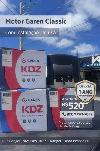 MOTOR PARA PORTÃO CJ GAREN CLASSIC RAMP CF17018-GCT 600KG COM INSTALACAO INCLUSA