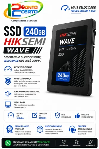 SSD Hiksemi Wave 240GB | Novo | Alta Velocidade | Pronta Entrega