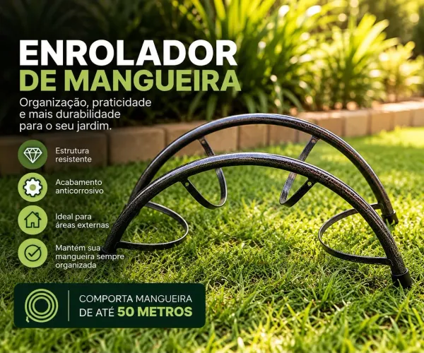 SUPORTE ENROLADOR DE MANGUEIRA 50 METROS
