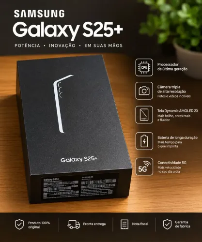 Samsung Galaxy S25+ 5g, 256gb, 12gb, Câmera Tripla - Azul marinho Novo na caixa lacrada