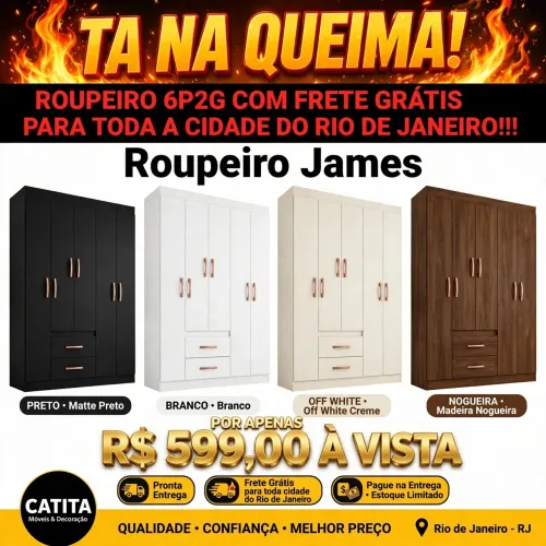 ROUPEIRO JAMES COM FRETE GRÁTIS: ÚLTIMAS UNIDADES DA QUEIMA!