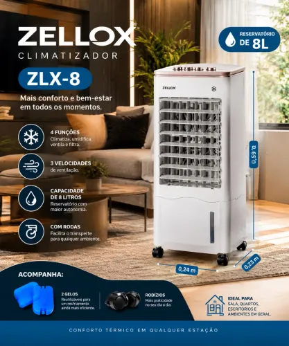 Climatizador Zellox 8L - R$349 Refresque seu ambiente