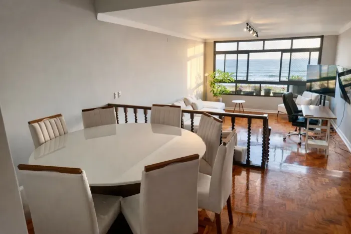 Apartamento frente mar na Pompeia, 3 quartos