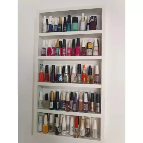 esmalteria expositor e carrinho madeira auxiliar multifuncional esmaltes com rodinhas