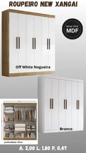Roupeiro New Xangai 6 Portas 100% MDF