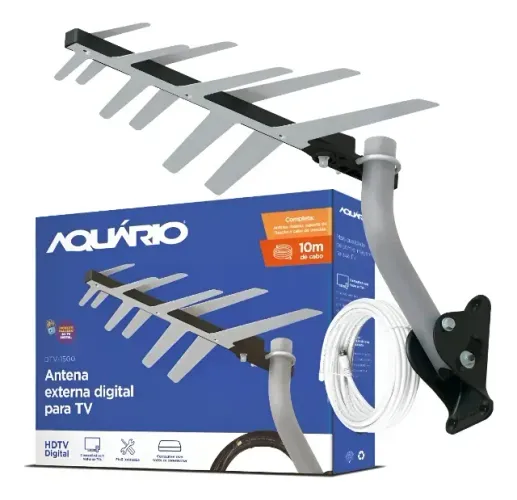 Antena Externa Hdtv Digital Uhf 4k Completa + Cabo 10m