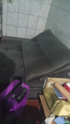 Sofá Retrátil e Reclinável Cinza Chumbo em Suede