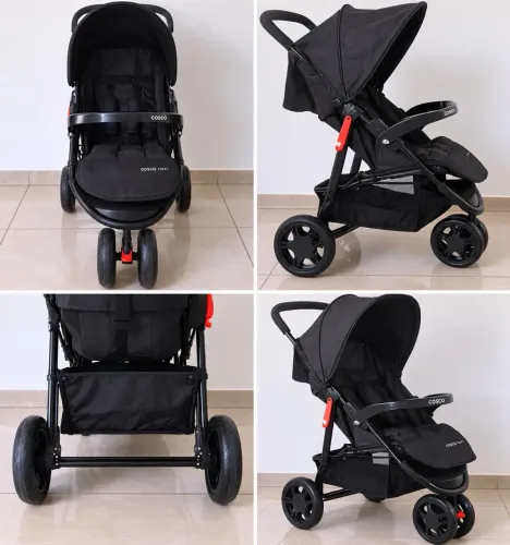Carrinho de Bebê Cosco Preto - Pouco Usado e Bem Conservado