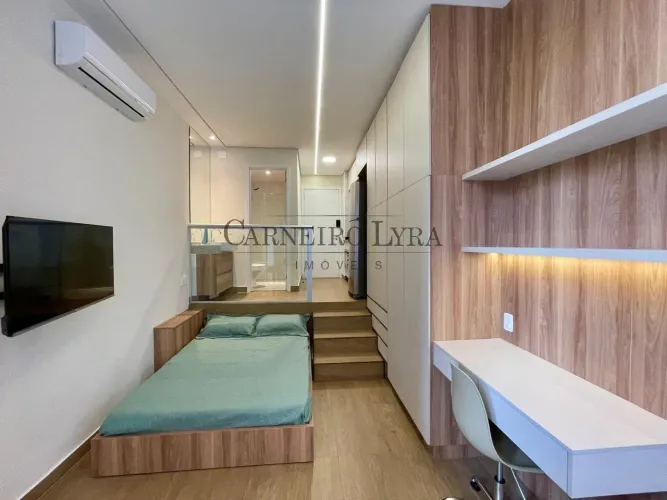 Lindo studio mobiliado com 26m² para aluguel em prédio novo e moderno de Higienópolis.