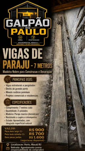 Viga de Paraju 7m - Madeira Nobre para Construcao e Decoracao