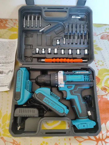 Parafusadeira 48V lon-Lítio Sem Fio, 2 baterias, Maleta Resistente